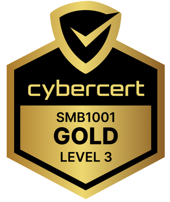 CyberCert SMB1001 Gold Level 3 certification badge